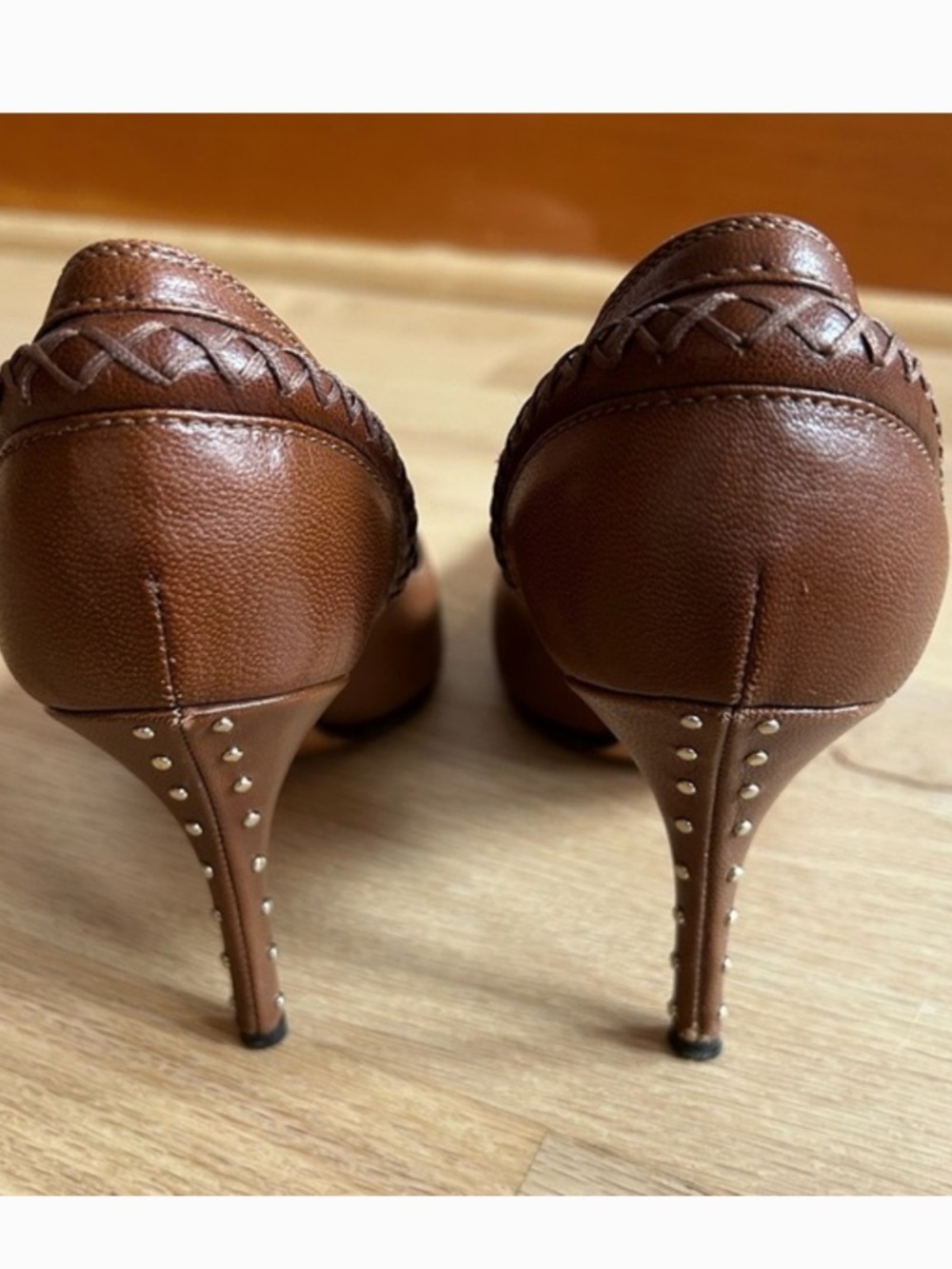 YSL Yves Saint Laurent (YSL) Rive Gauche brown leather tie-front pumps 37 EUC - Picture 16 of 16
